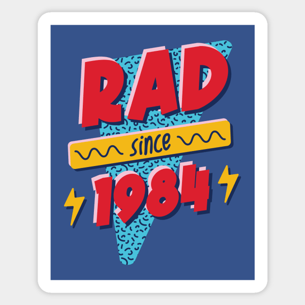 Rad Since 1984 // Retro Memphis Style 90s Nostalgia Sticker by SLAG_Creative